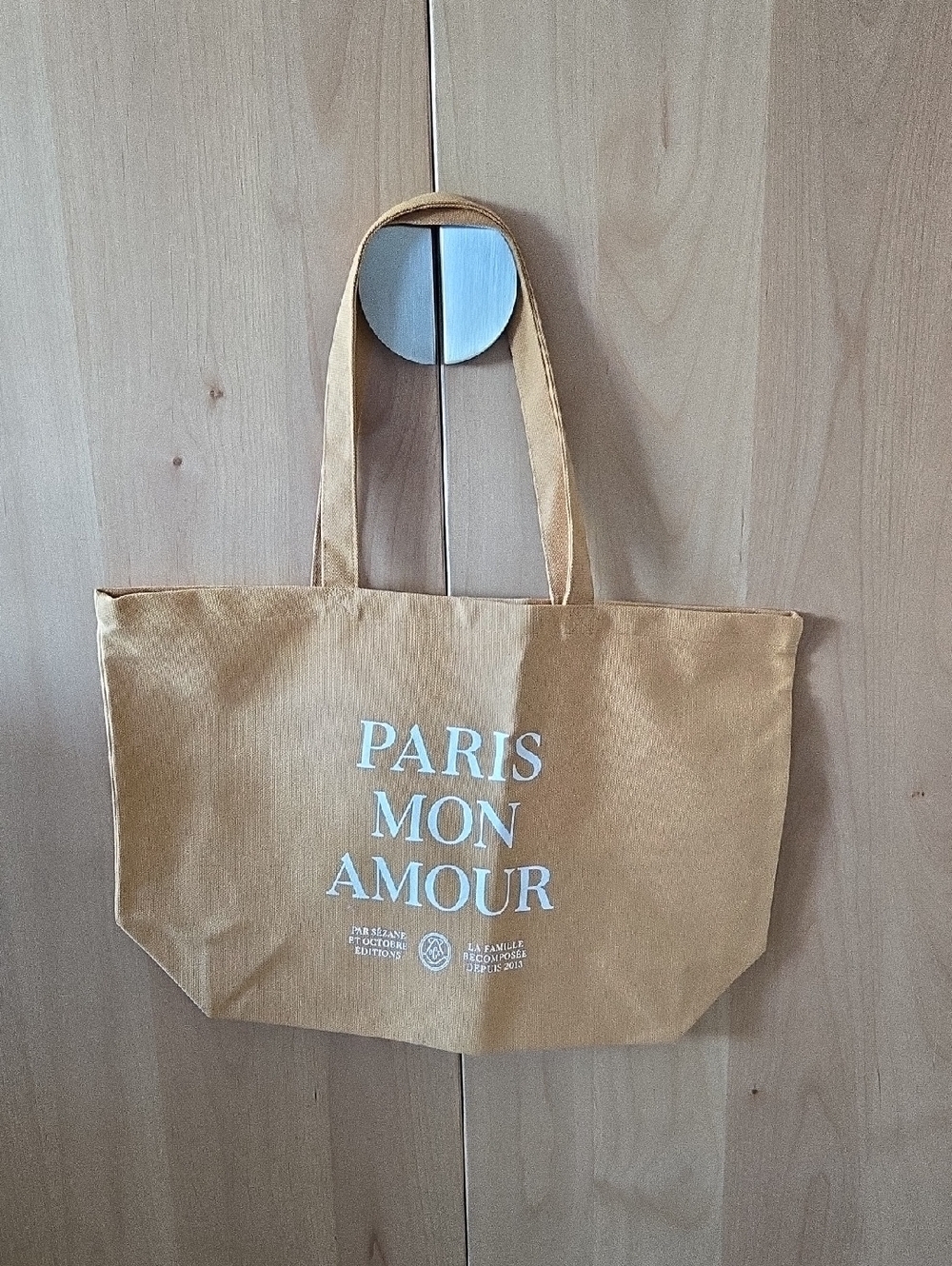 Sezane Paris Mon Amour Tan Canvas Tote Bag, EUC, French Chic, Everyday Style